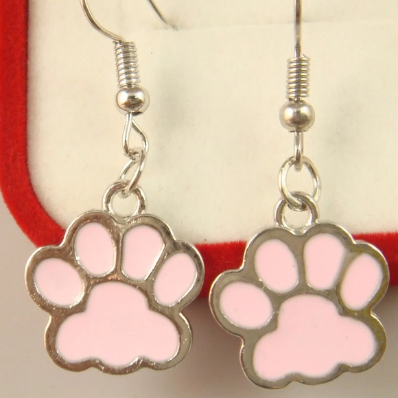 ✂️Pink Animal Paw Print Earrings (W28) MUST BUNDLE - Picture 2 of 2